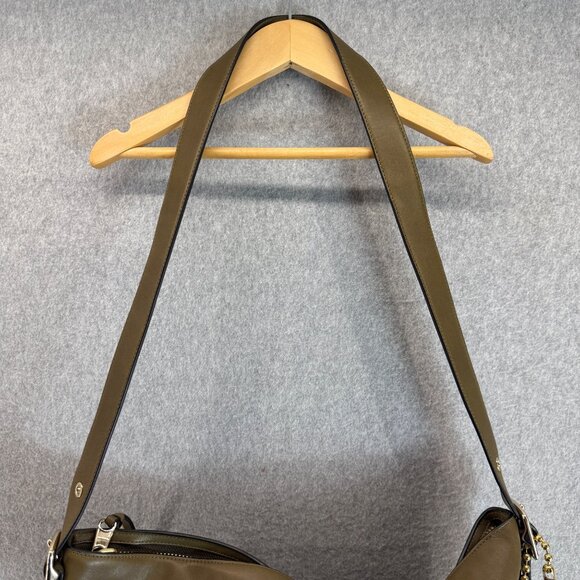 Coach Olive Green Leather Bleecker Bucket Bag Shoulder Zip‎ Close Purse Boho - Picture 5 of 16